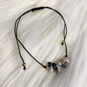 Healing Natural Tumbled Black Zebra Stone Unisex Adjustable Cord Bracelet